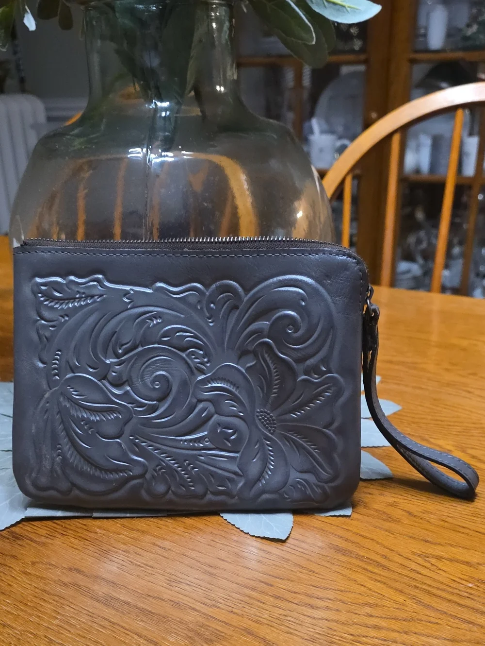 Patricia Nash Embossed Leather Wristlet Clutch - Gray